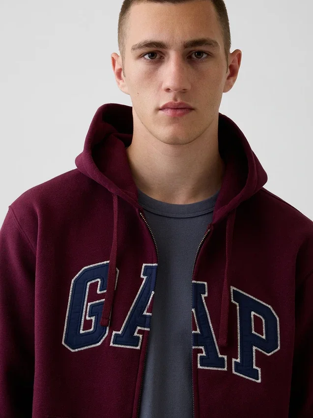 Sudadera con capucha y cremallera para adultos Vintagesoft Arch Logo