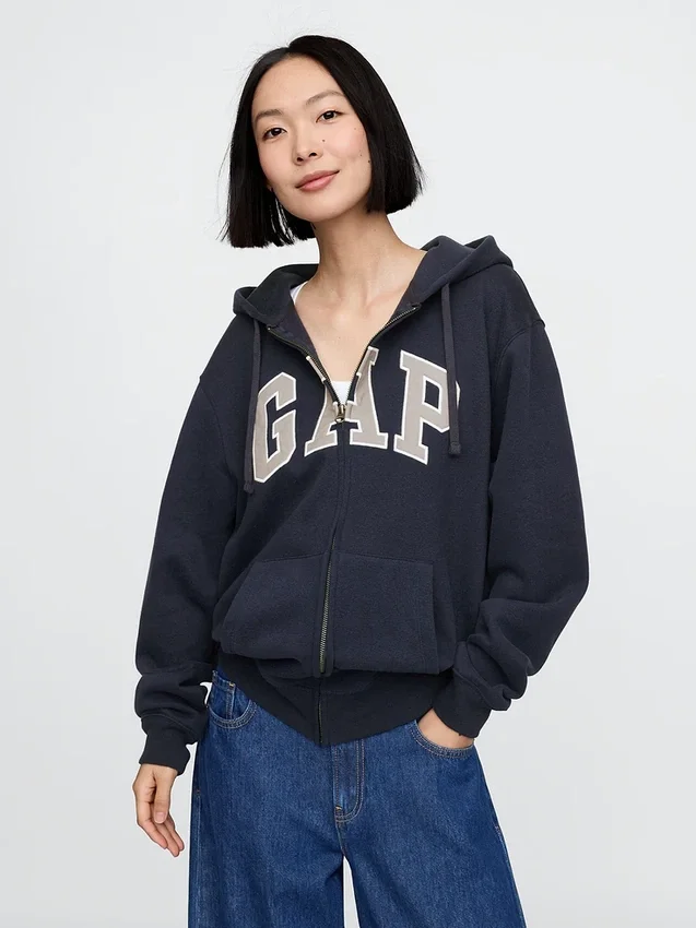 Sudadera con capucha y cremallera para adultos Vintagesoft Arch Logo
