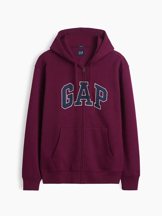 Sudadera con capucha y cremallera para adultos Vintagesoft Arch Logo