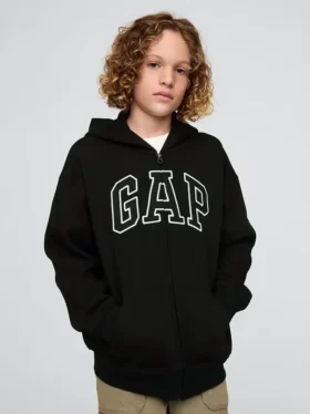 Sudadera con capucha y cremallera para niños con logotipo Vintagesoft