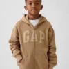 Sudadera con capucha y cremallera para niños con logotipo Vintagesoft
