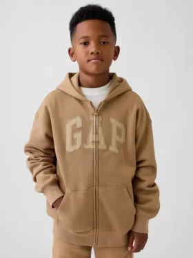 Sudadera con capucha y cremallera para niños con logotipo Vintagesoft