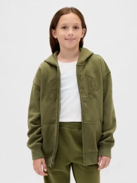 Sudadera con capucha y cremallera para niños con logotipo Vintagesoft
