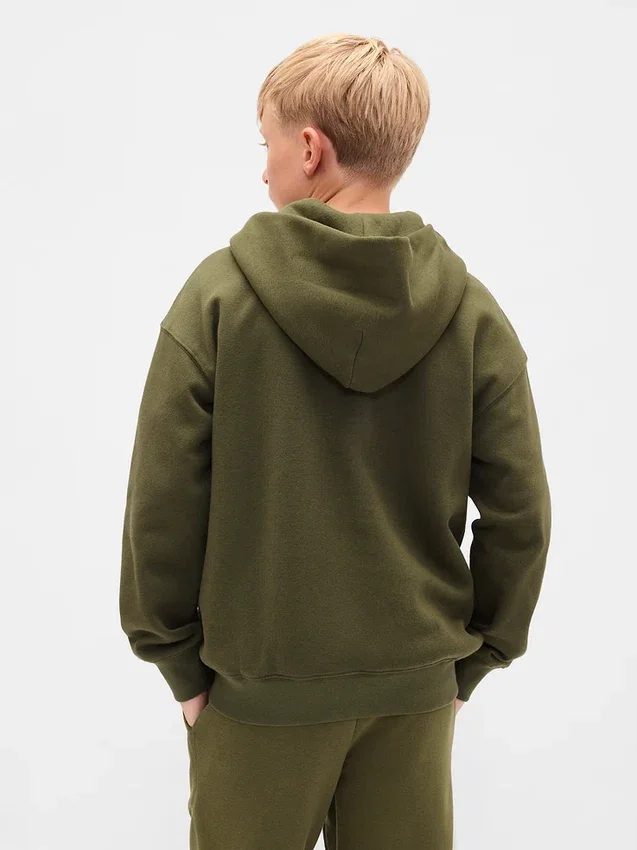 Sudadera con capucha y cremallera para niños con logotipo Vintagesoft