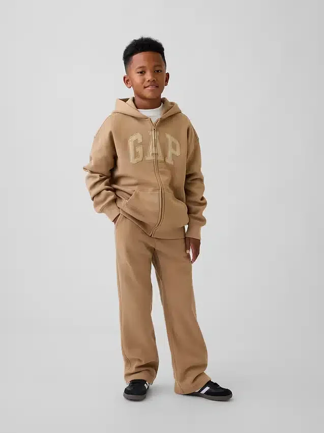 Sudadera con capucha y cremallera para niños con logotipo Vintagesoft