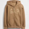 Sudadera con capucha y cremallera para niños con logotipo Vintagesoft