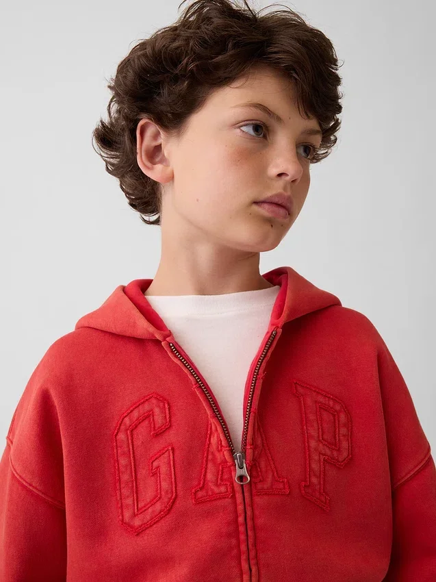Sudadera con capucha y cremallera para niños Vintagesoft Relaxed Logo