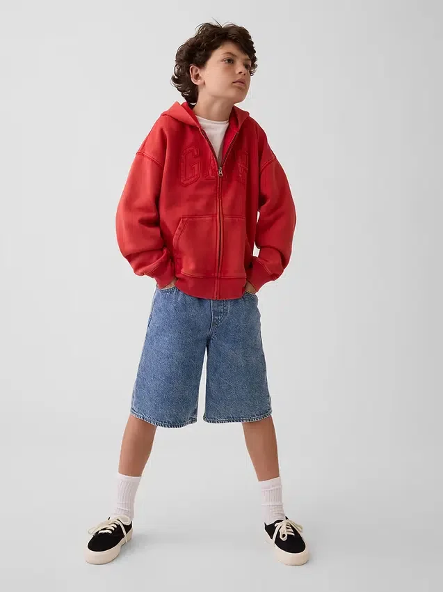 Sudadera con capucha y cremallera para niños Vintagesoft Relaxed Logo