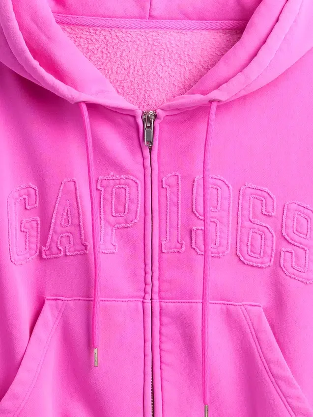 Sudadera con capucha y cremallera Vintagesoft con el logotipo de 1969