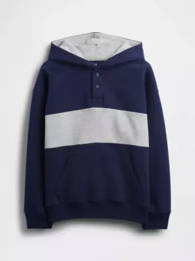 Sudadera con capucha y cuello Henley de corte holgado para niños Vintagesoft