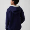 Sudadera con capucha y cuello Henley de corte holgado para niños Vintagesoft