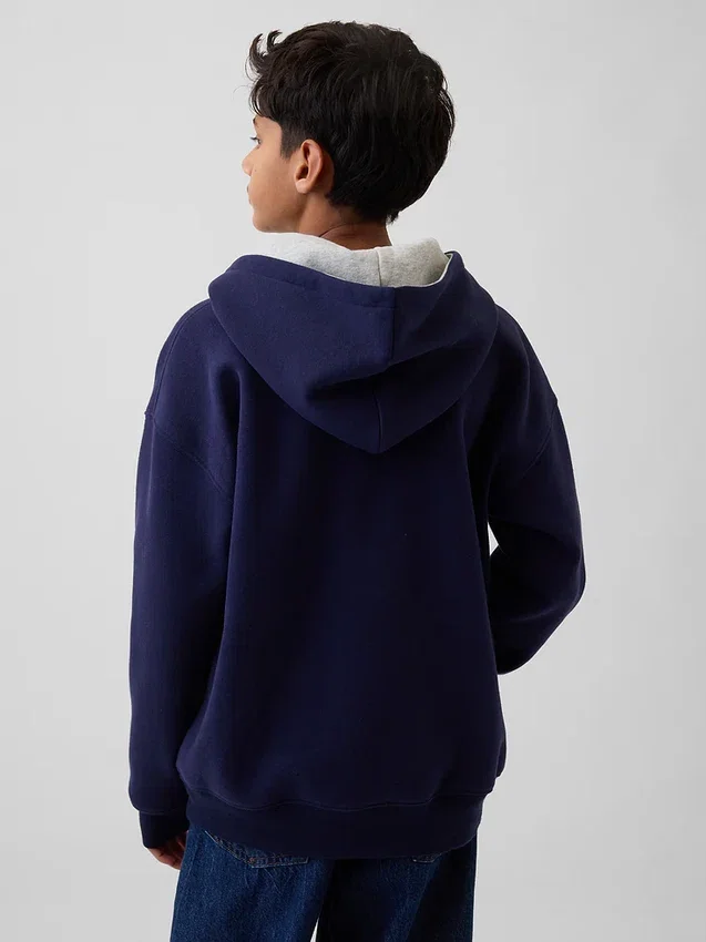 Sudadera con capucha y cuello Henley de corte holgado para niños Vintagesoft