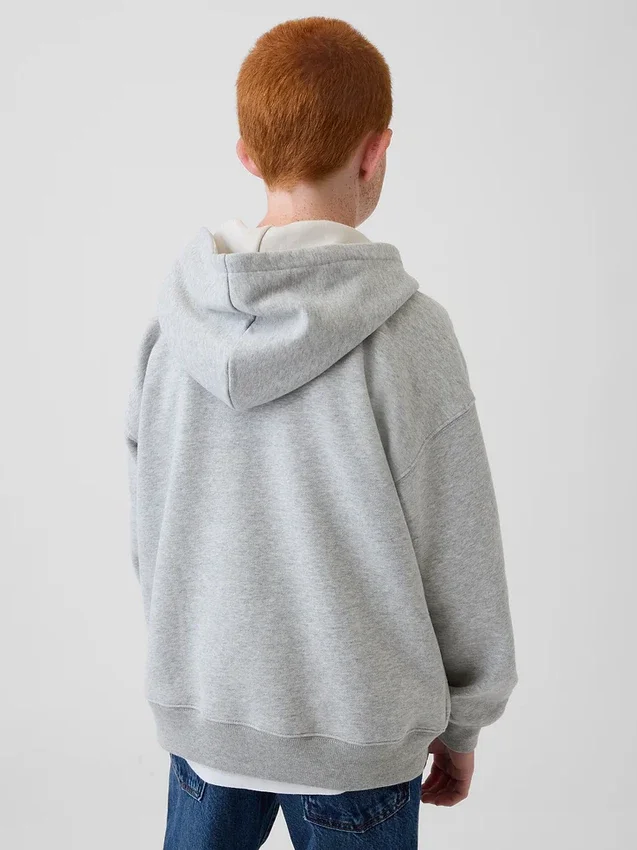 Sudadera con capucha y cuello Henley de corte holgado para niños Vintagesoft