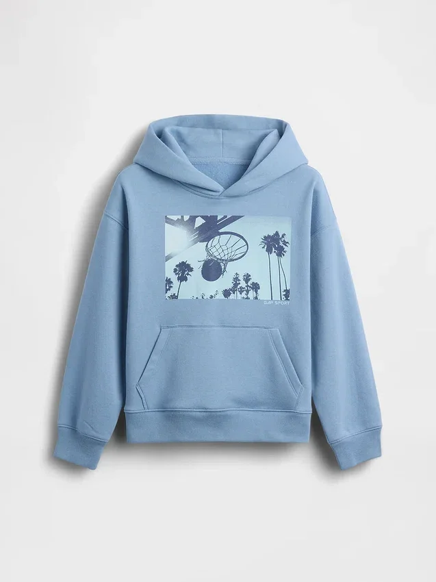Sudadera con capucha y diseño gráfico Vintagesoft para niños, de corte holgado