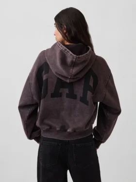 Sudadera corta con capucha y logotipo Vintagesoft
