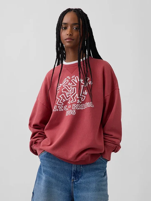 Sudadera gruesa con logotipo de Keith Haring