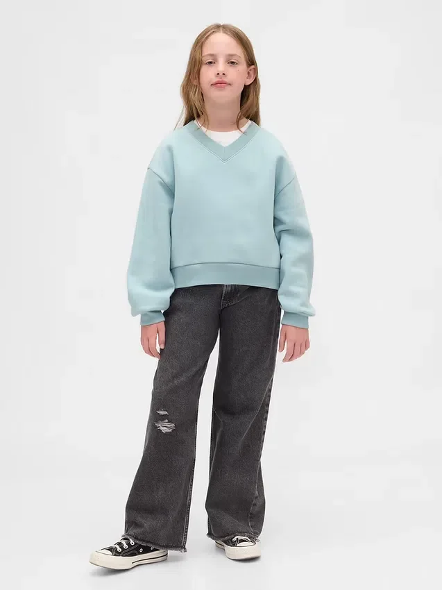 Sudadera infantil de cuello en V con corte holgado Vintagesoft