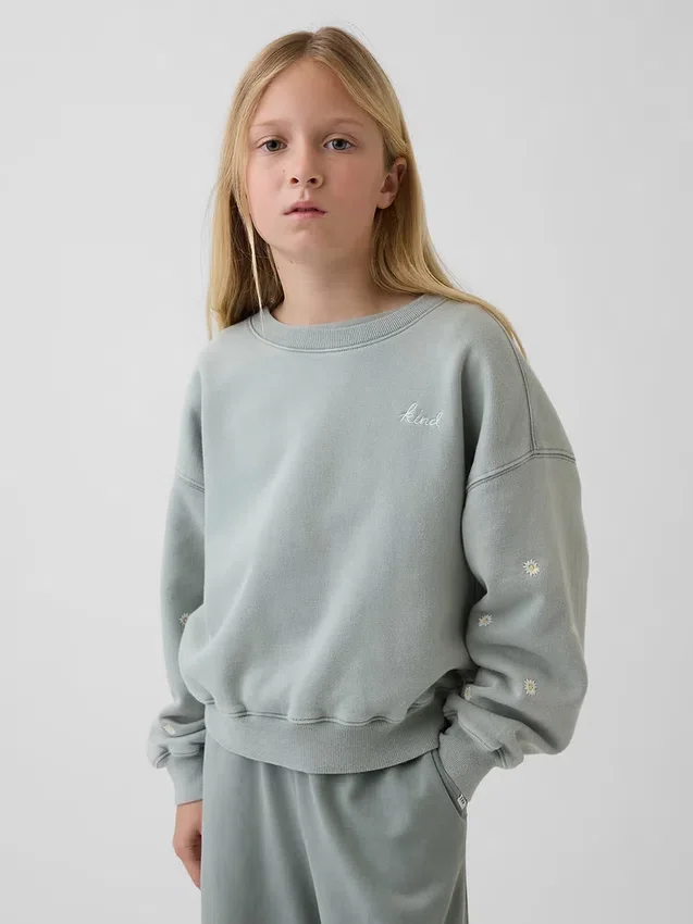 Sudadera infantil Vintagesoft con cuello redondo y corte en cuña