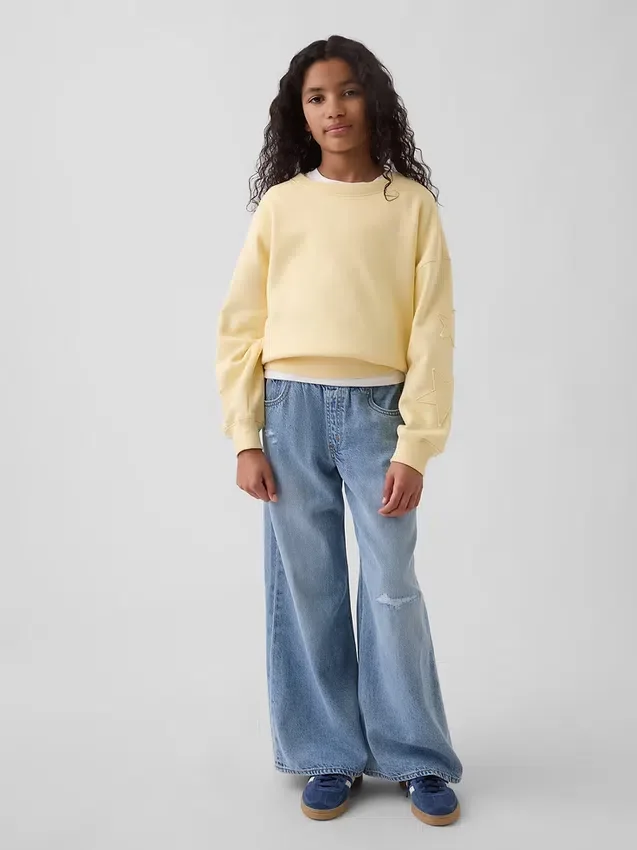 Sudadera infantil Vintagesoft con cuello redondo y corte en cuña