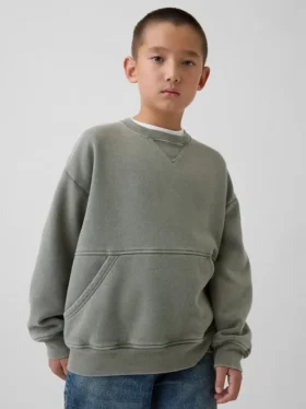 Sudadera infantil Vintagesoft de corte holgado con cuello redondo y bolsillo