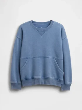 Sudadera infantil Vintagesoft de corte holgado con cuello redondo y bolsillo