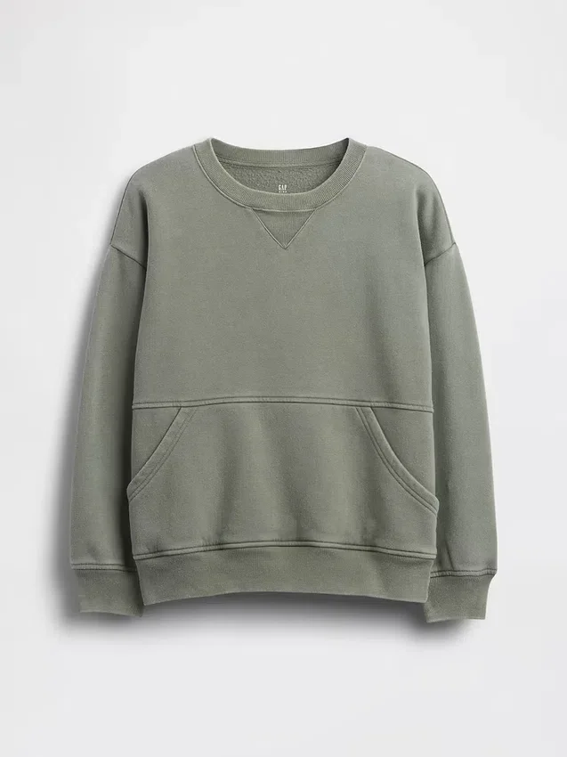 Sudadera infantil Vintagesoft de corte holgado con cuello redondo y bolsillo