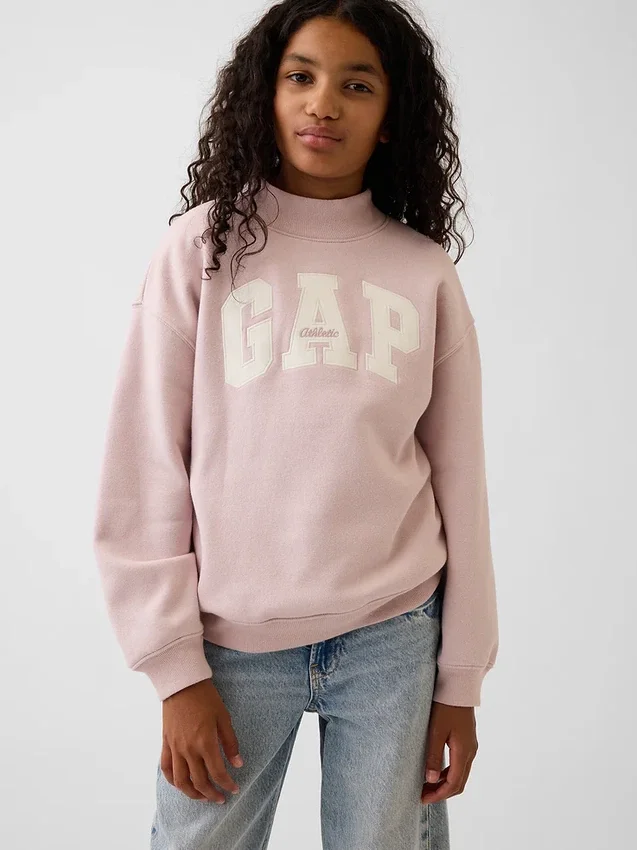 Sudadera infantil Vintagesoft de cuello alto y logo, de corte oversize
