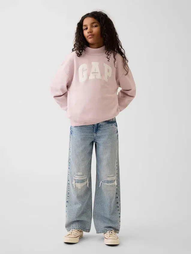 Sudadera infantil Vintagesoft de cuello alto y logo, de corte oversize