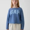 Sudadera infantil Vintagesoft de felpa con cuello ancho y logotipo
