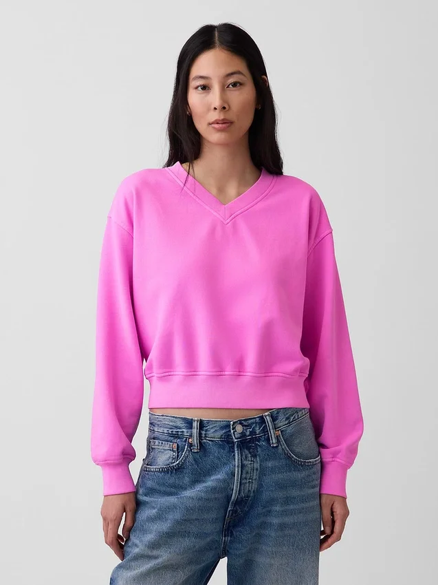 Sudadera oversize con cuello en V Vintagesoft