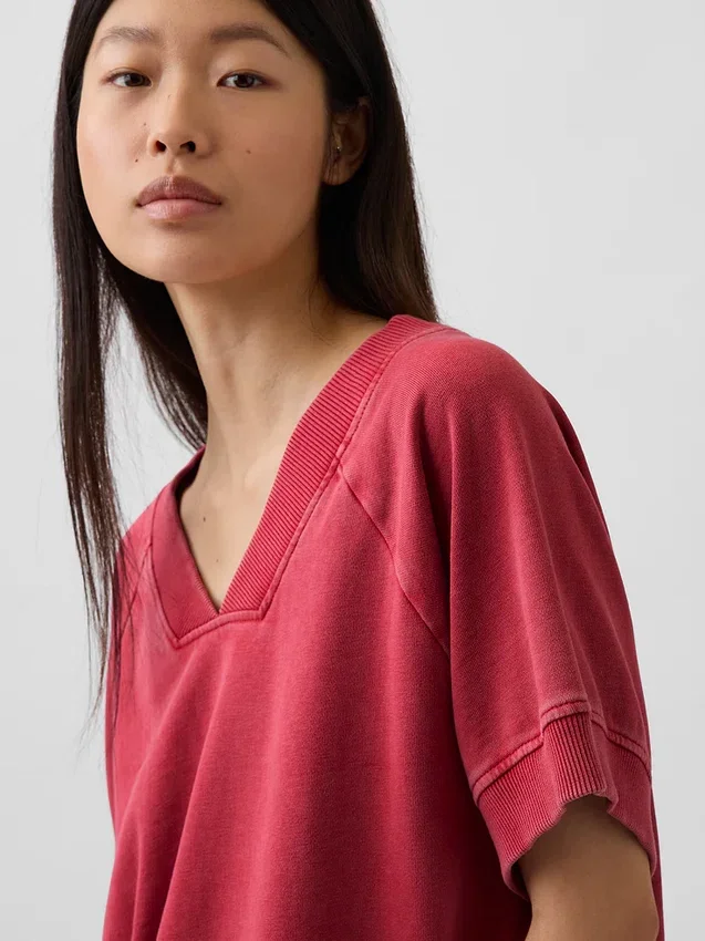 Sudadera oversize de felpa Vintagesoft con cuello en V