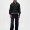 Sudadera tipo polo oversize de tejido grueso para adultos