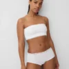 Sujetador bandeau de algodón orgánico elástico con ribete de encaje
