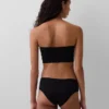 Sujetador bandeau de algodón orgánico elástico con ribete de encaje