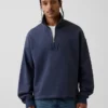 Suéter de logotipo oversize de peso pesado con cremallera de un cuarto