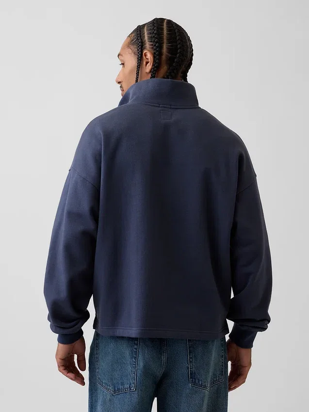 Suéter de logotipo oversize de peso pesado con cremallera de un cuarto