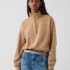 Suéter oversize con media cremallera y cuello en cuña Vintagesoft