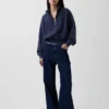 Suéter oversize con media cremallera y cuello en cuña Vintagesoft