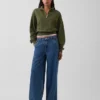 Suéter oversize de algodón texturizado con media cremallera