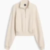 Suéter oversize de algodón texturizado con media cremallera