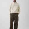 Suéter oversize de sherpa con media cremallera