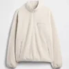 Suéter oversize de sherpa con media cremallera