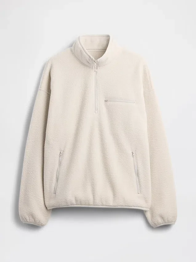 Suéter oversize de sherpa con media cremallera