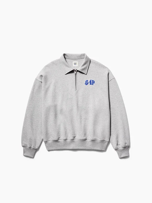 Suéter oversize de tejido grueso con cremallera de un cuarto de GAP × Awake Ny