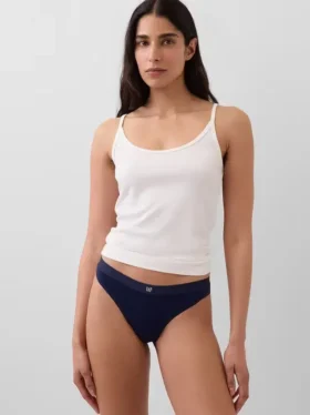 Tanga con logotipo de algodón orgánico elástico