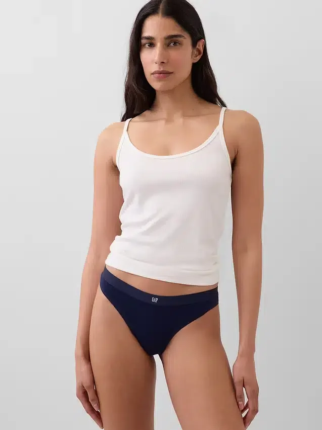 Tanga con logotipo de algodón orgánico elástico