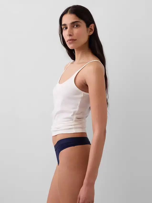 Tanga con logotipo de algodón orgánico elástico