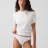 Tanga de algodón orgánico elástico con ribete de encaje