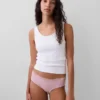 Tanga de algodón orgánico elástico con ribete de encaje