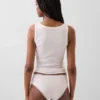 Tanga de algodón orgánico elástico con ribete de encaje